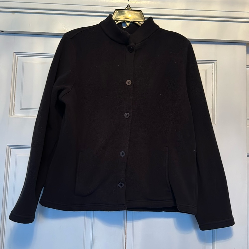 Vintage L. L. Bean Black Fleece Cardigan Large